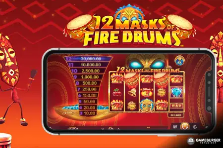 12 masks of fire drums slot image