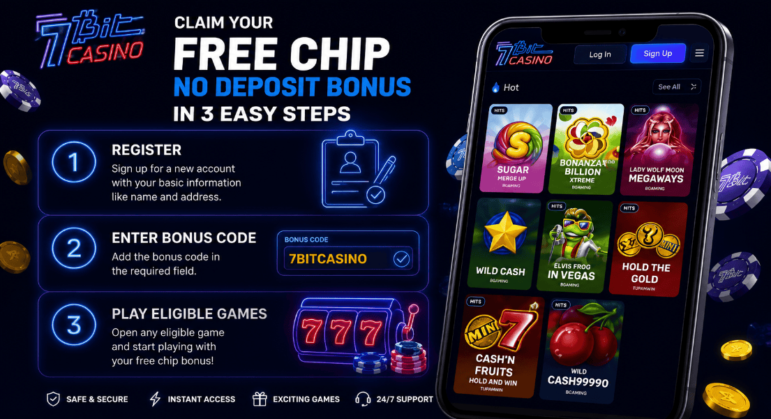 7bit casino how to claim free chip bonus