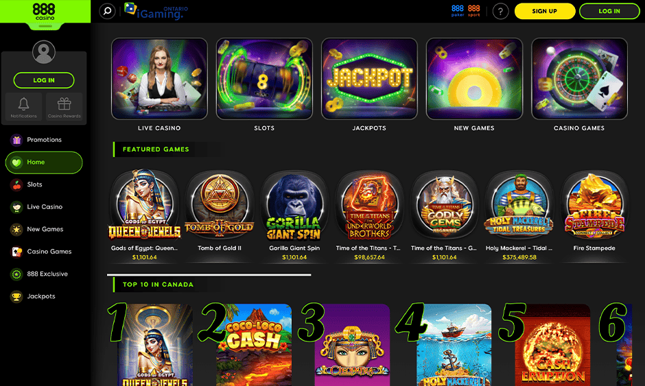 888 casino ontario games screenshot