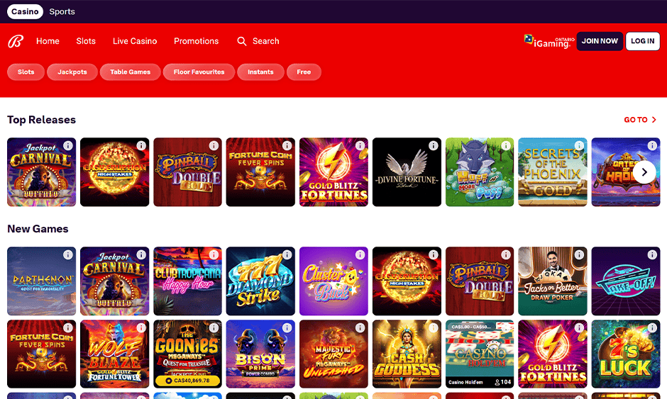 bally bet casino ontario games screenshot