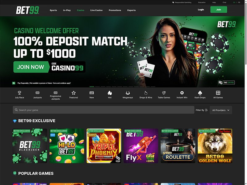 Bet99 Casino Alberta website