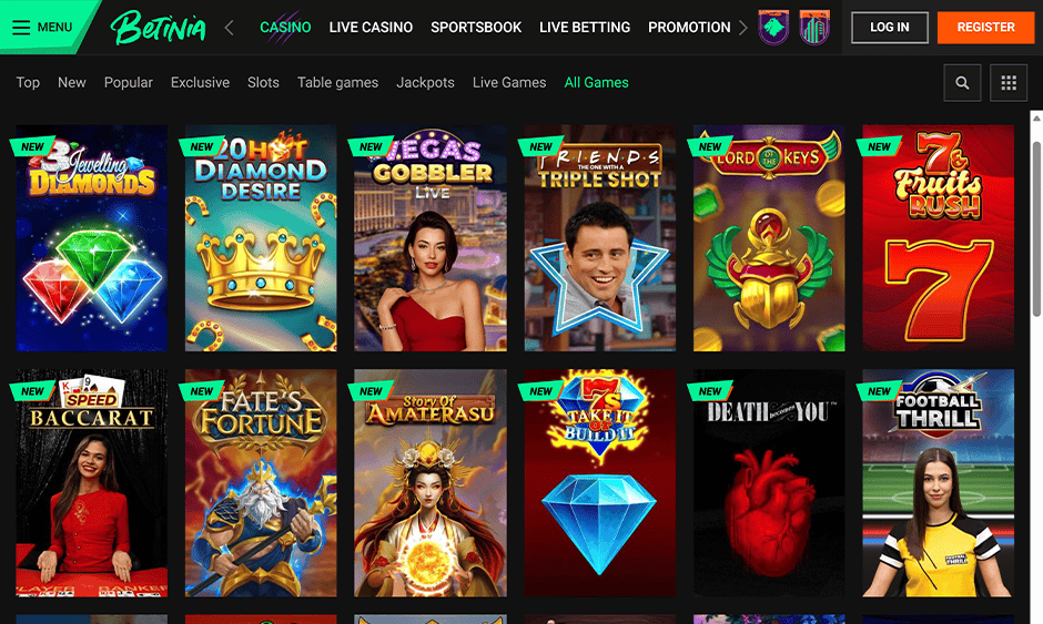 betinia casino ontario games screenshot