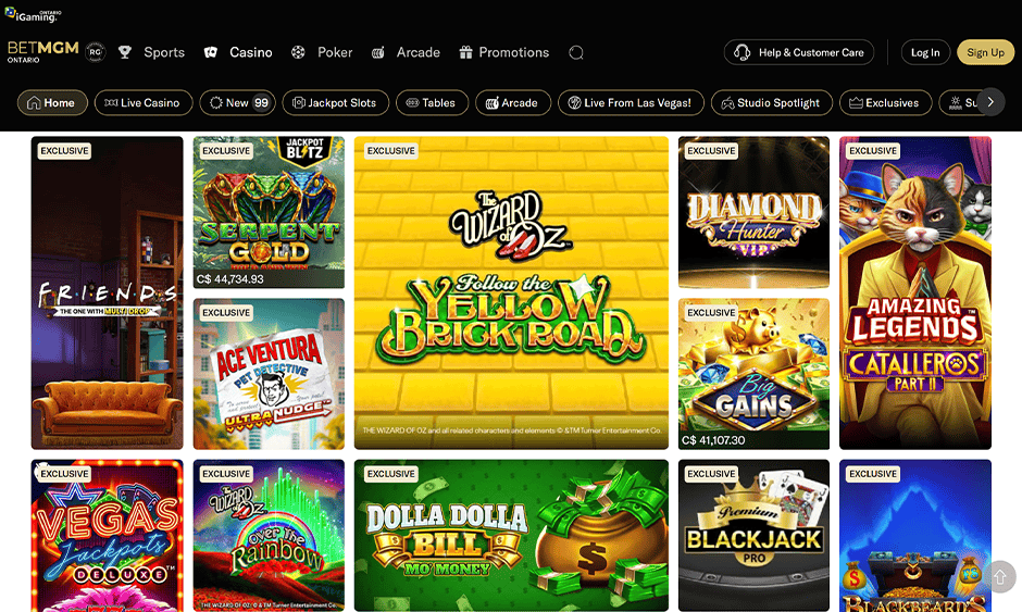 betmgm casino ontario games screenshot