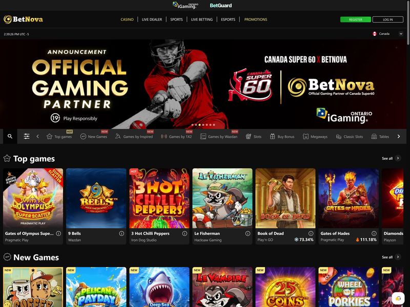 Betnova Casino Alberta website