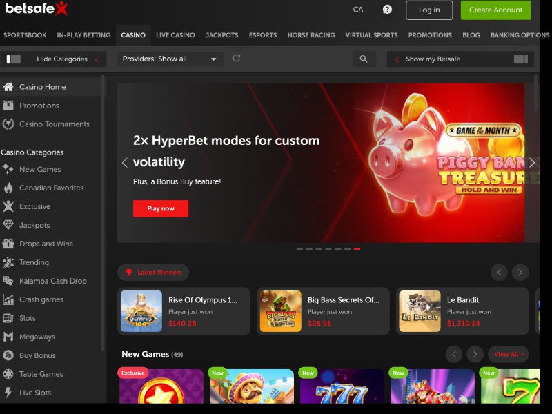 Betsafe Casino Alberta website