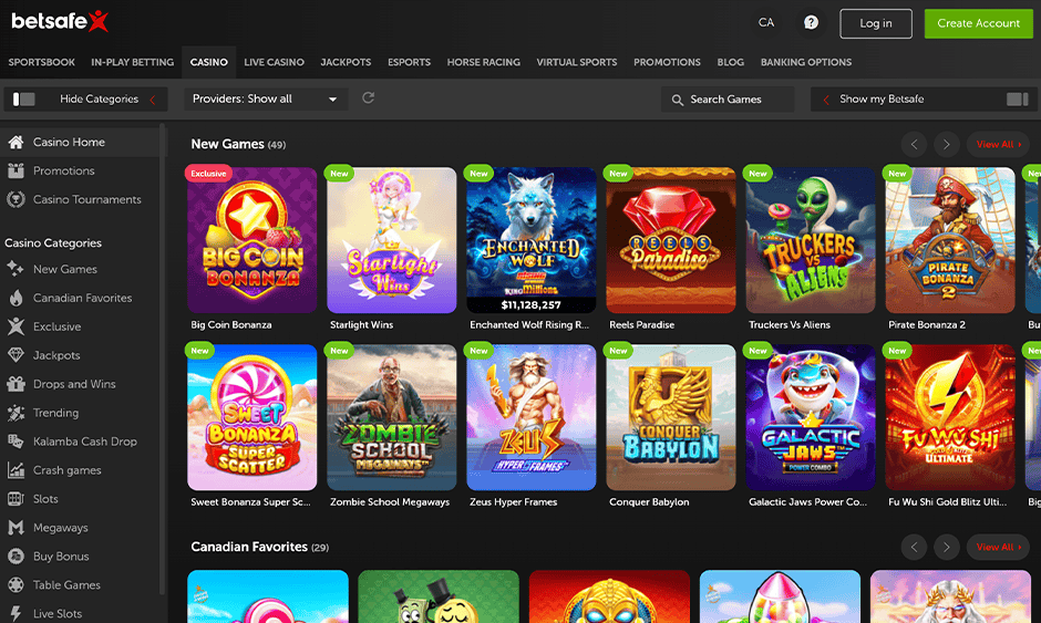 betsafe casino ontario games screenshot