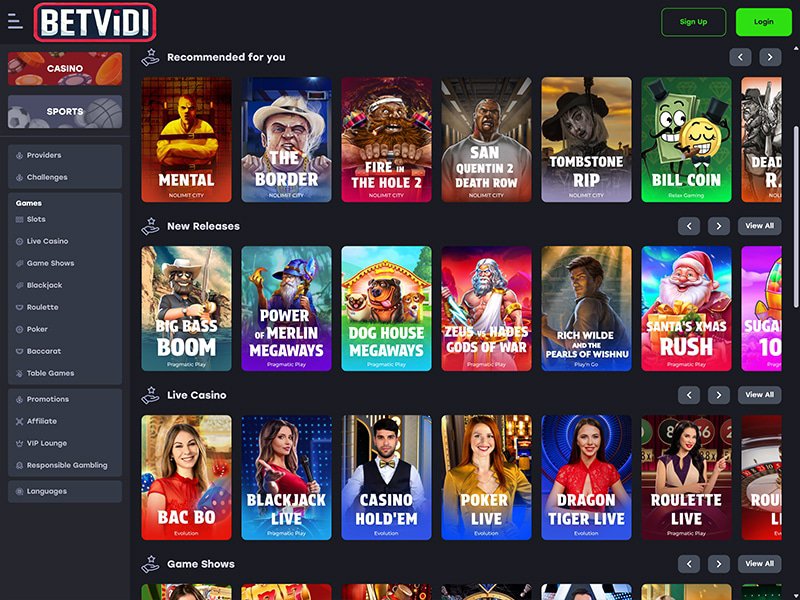 BetVidi Casino games