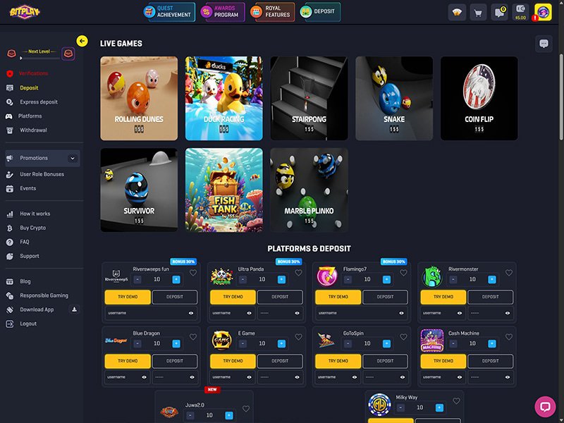 Bitplay Casino games