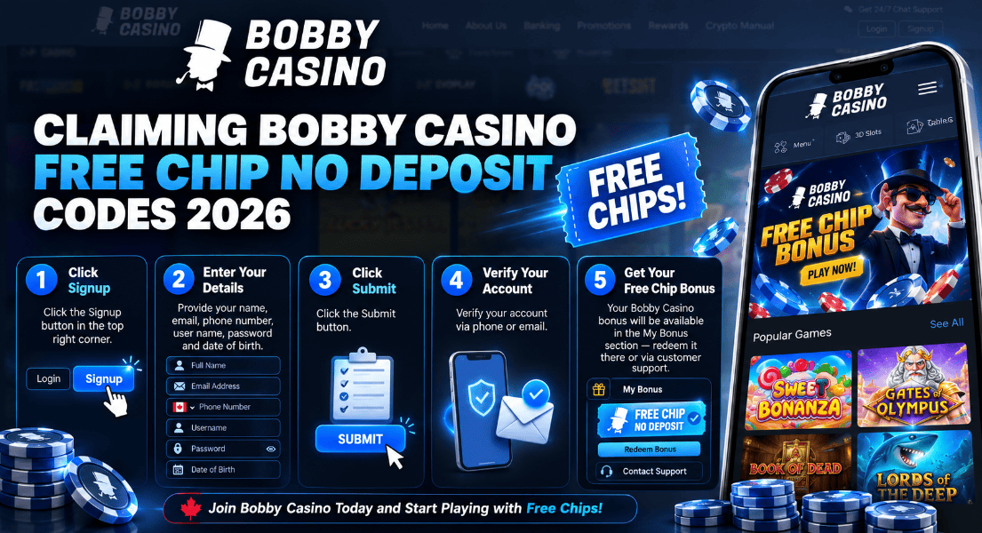 bobby casino how to claim free chip bonus