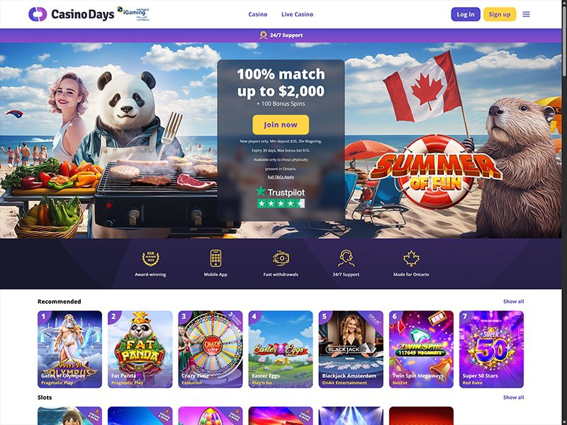 CasinoDays Alberta website