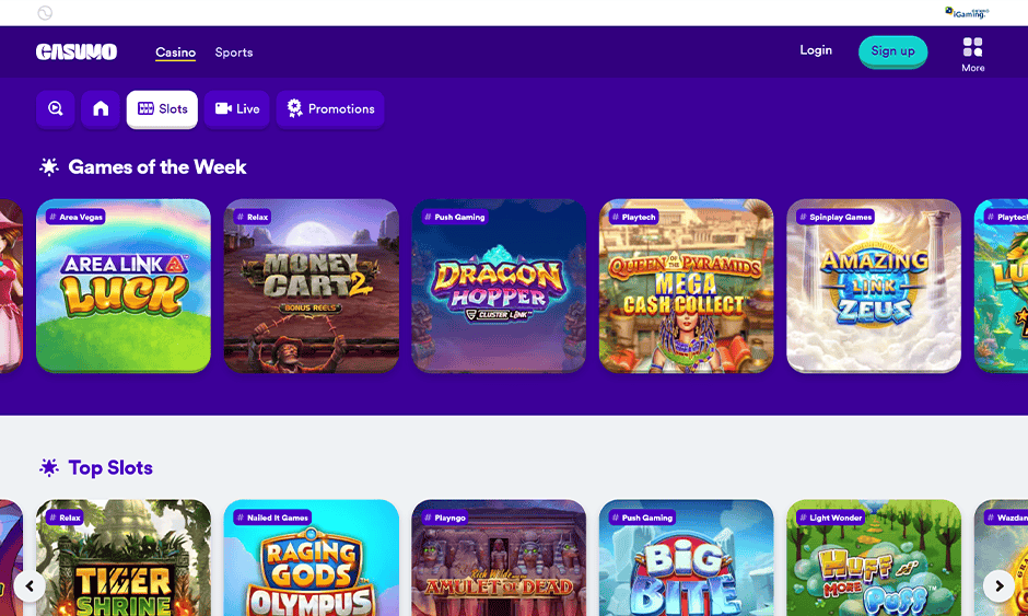 casumo casino ontario games screenshot