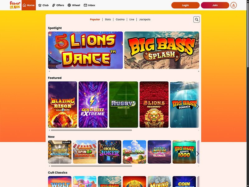 Fever Slots Alberta games