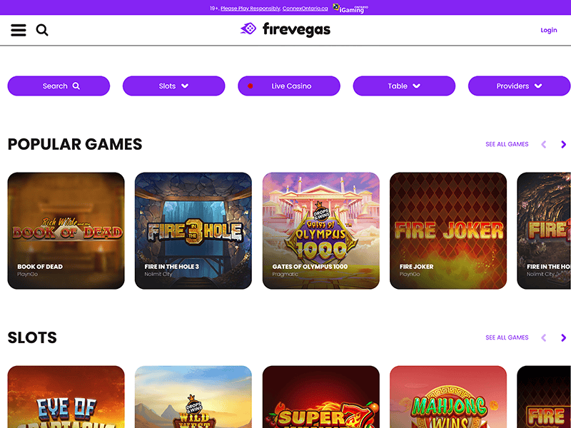 FireVegas Casino Alberta website