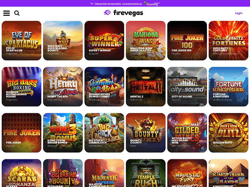 FireVegas Casino Alberta games