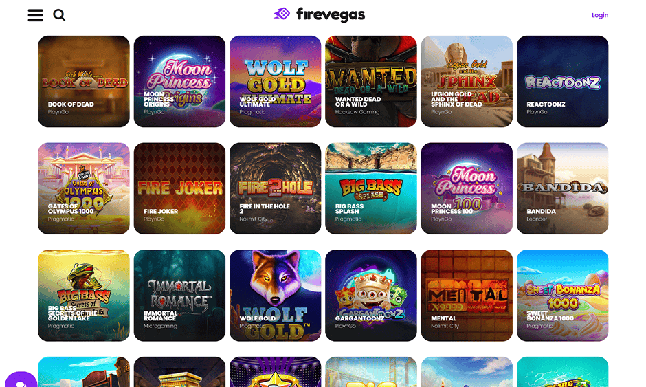 firevegas casino ontario games screenshot