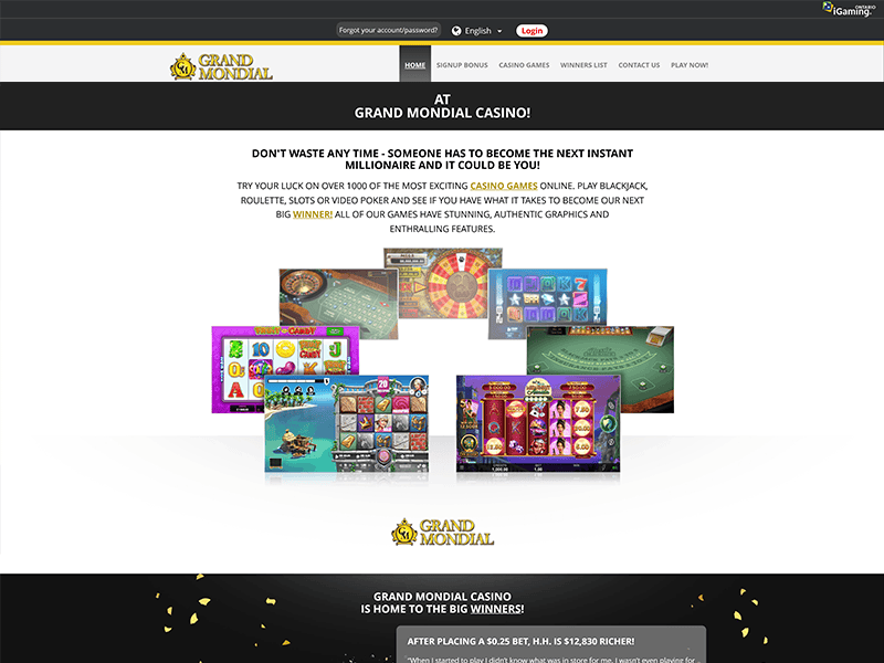 Grand Mondial Casino Alberta website