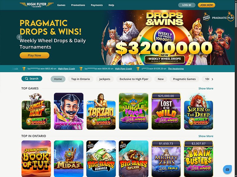 High Flyer Casino Alberta website