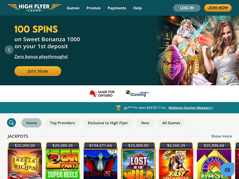 High Flyer Casino Alberta website