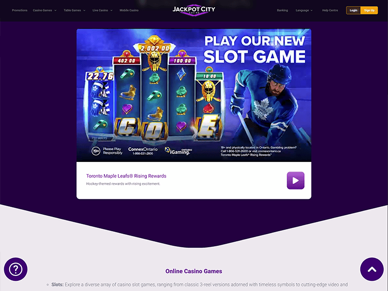 Jackpot City Alberta website