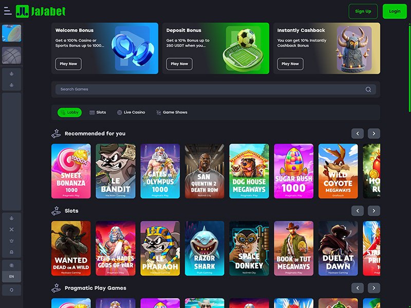 Jajabet Casino website