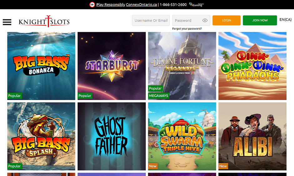 knightslots casino ontario games screenshot