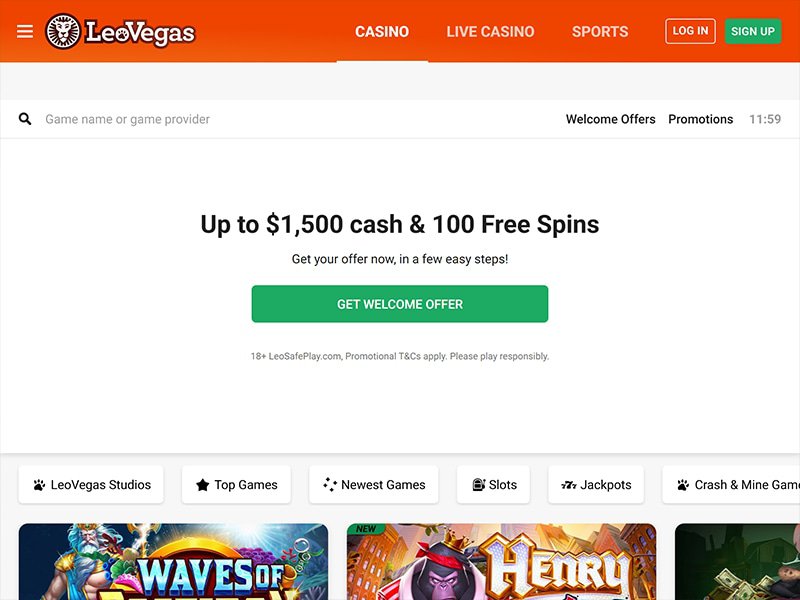 Leo Vegas Casino Alberta website