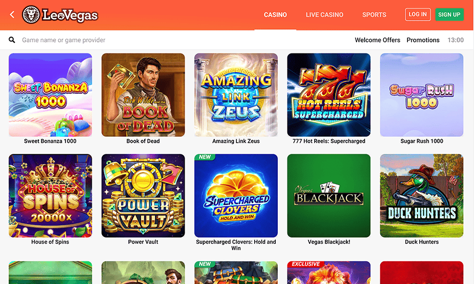 leovegas casino ontario games screenshot