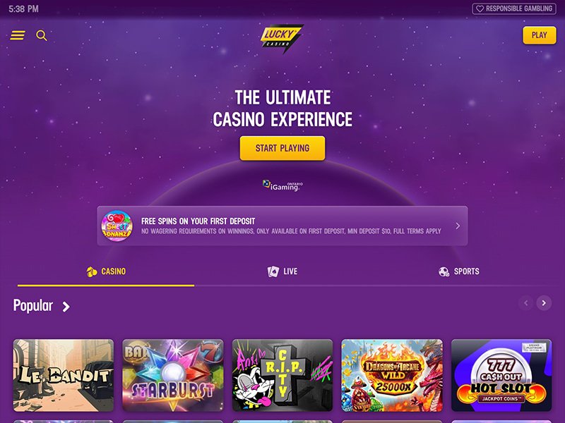 Lucky Casino Alberta website