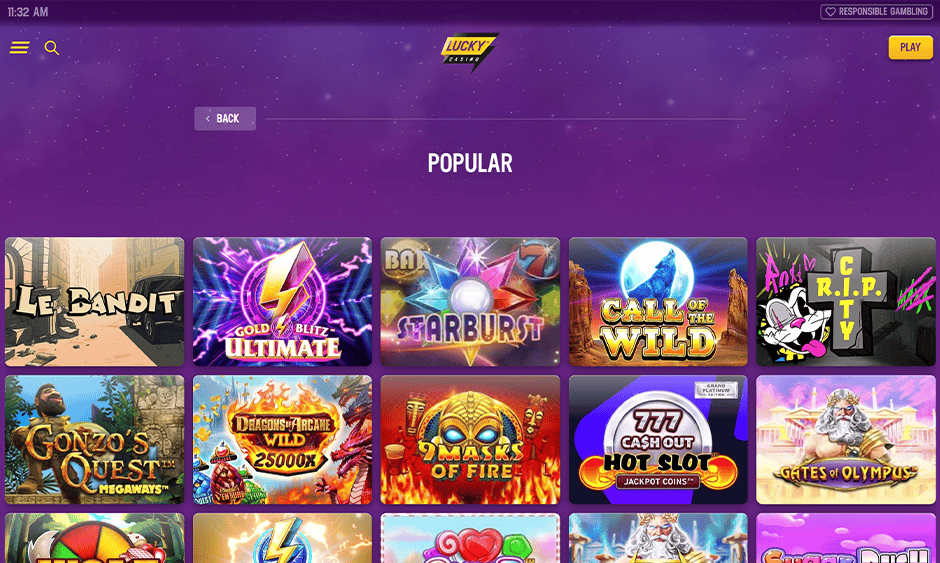 lucky casino ontario games screenshot