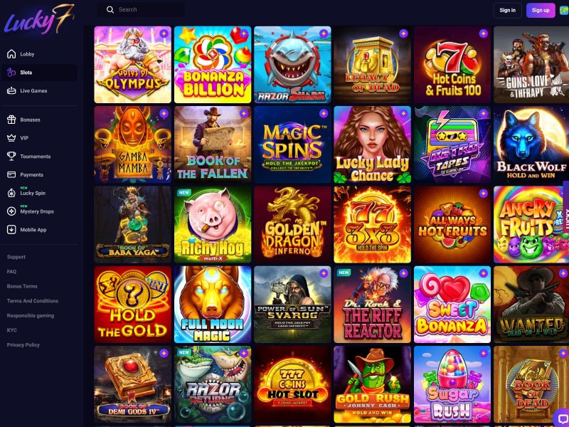 Lucky7even Casino games