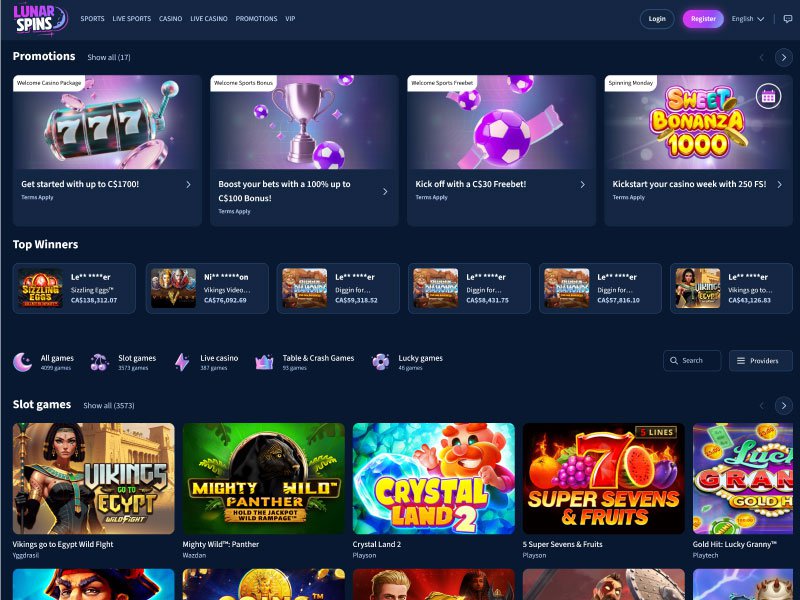 LunarSpins Casino website