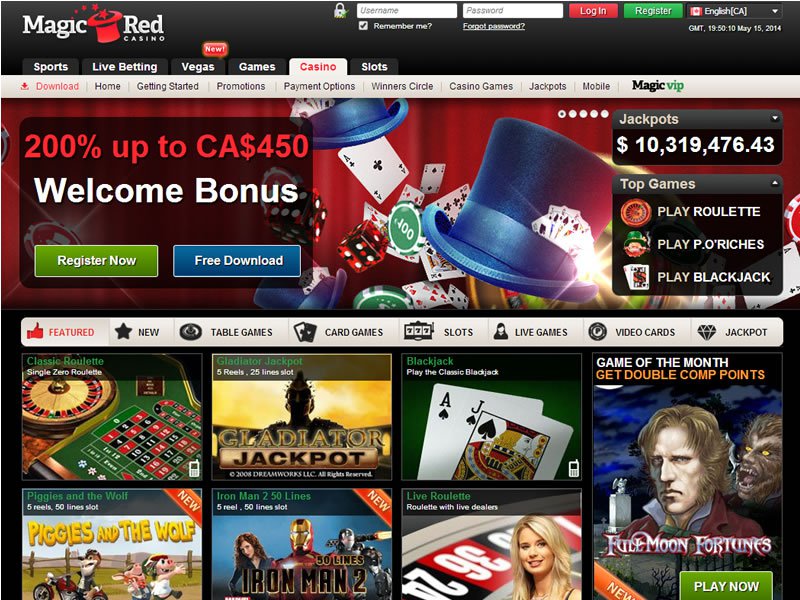 Magic Red Casino Alberta website