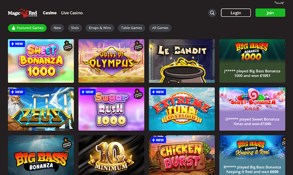 magic red casino ontario games screenshot