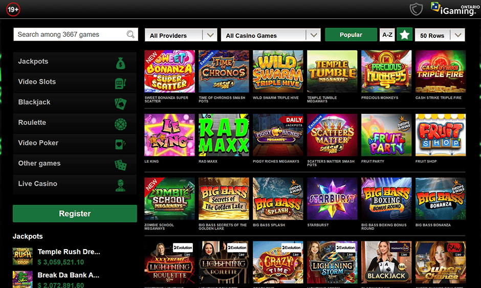 mr vegas casino ontario games screenshot