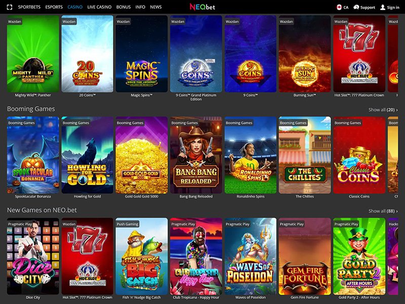 Neo.bet Casino Alberta games