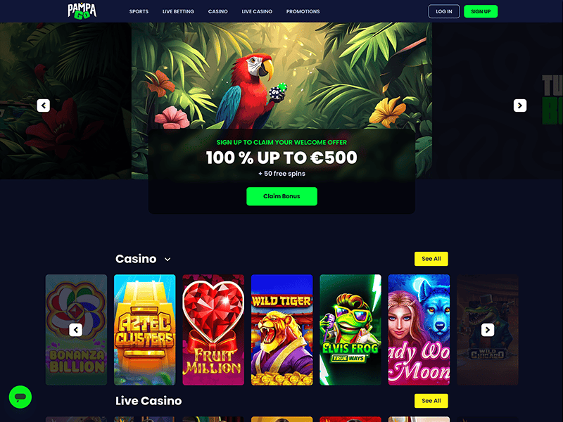 Pampago Casino website