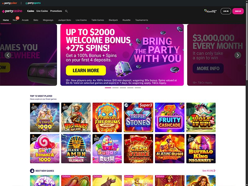 Party Casino Alberta website