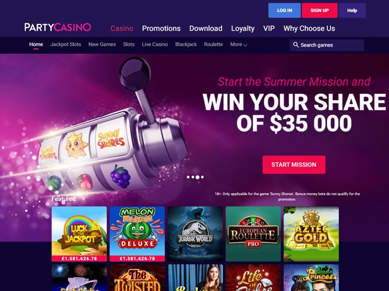 Party Casino Alberta website