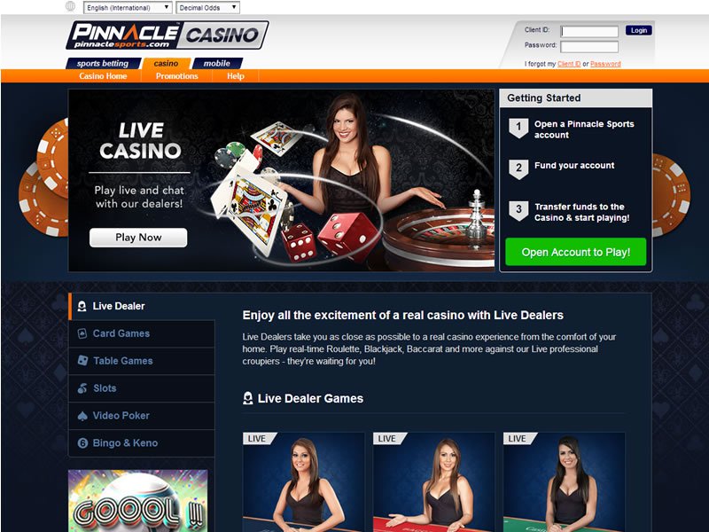 Pinnacle Sports Casino Alberta website
