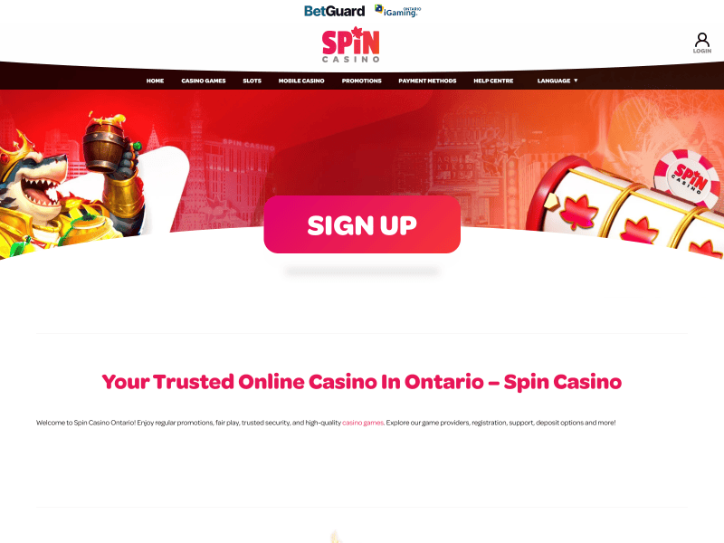 Spin Casino Alberta website