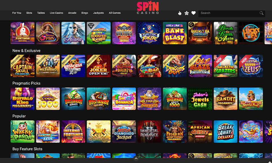 spin casino ontario games screenshot
