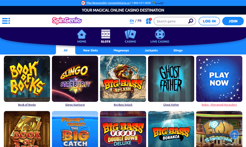 spin genie ontario games screenshot