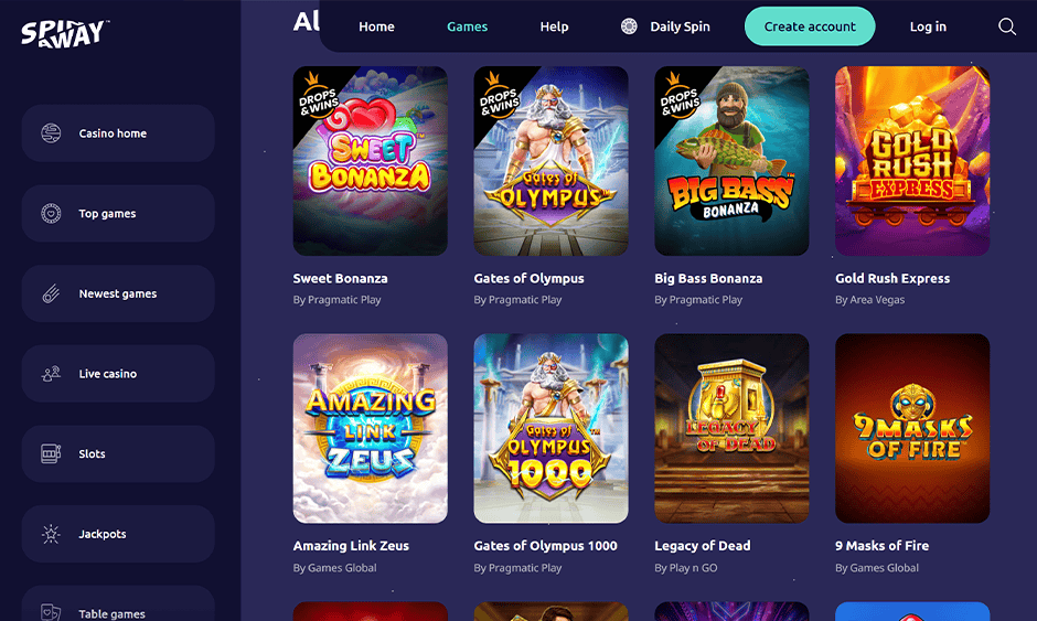 spinaway casino ontario games screenshot