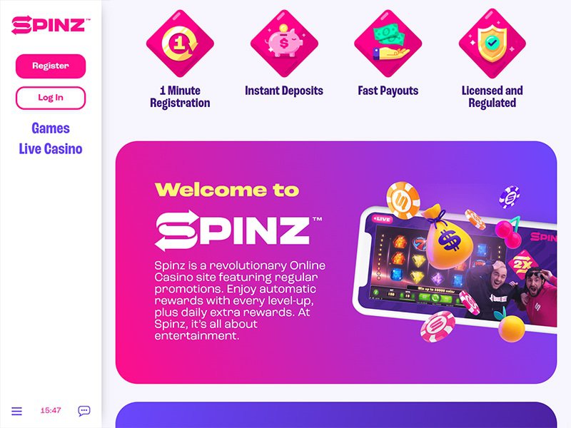 Spinz Casino Alberta website