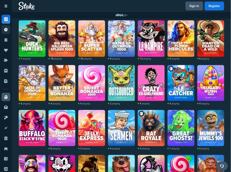 Stake Casino Alberta games