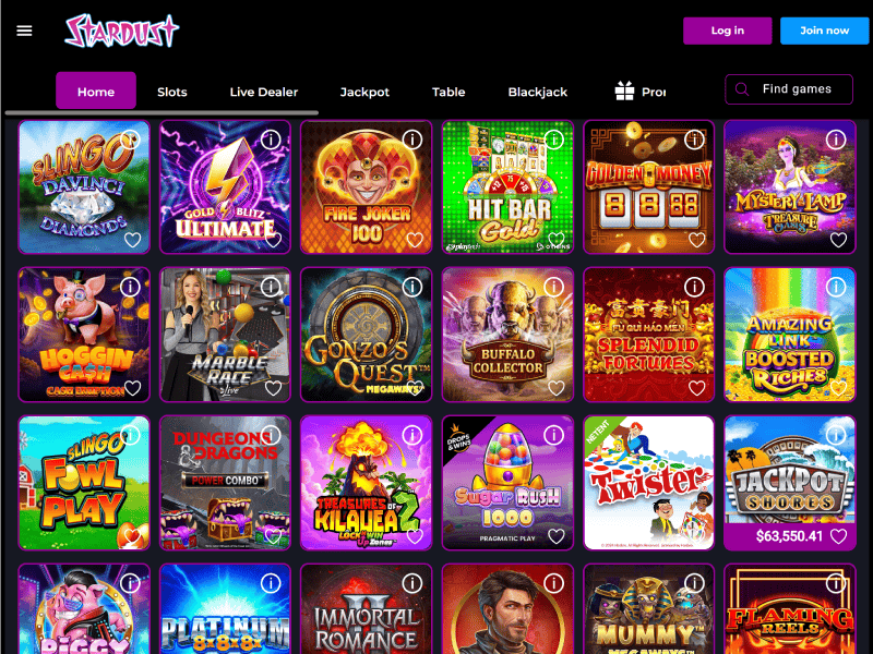 Stardust Casino Alberta games