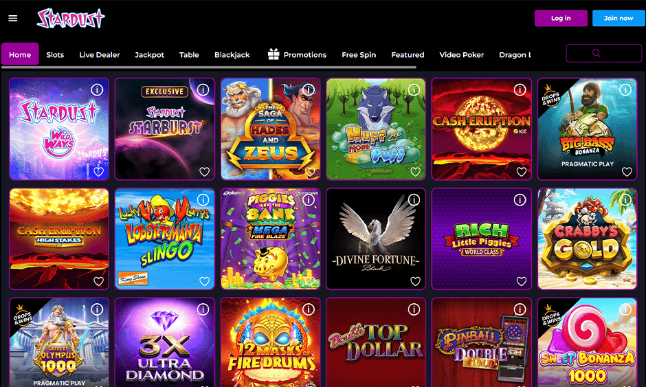 stardust casino ontario games screenshot