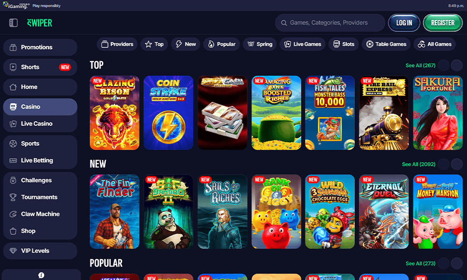 swiper casino ontario games screenshot