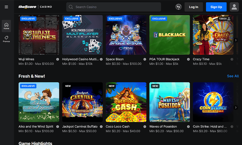 thescore bet casino ontario games screenshot