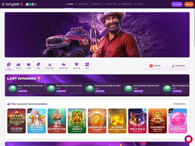 TonyBet Casino Alberta website
